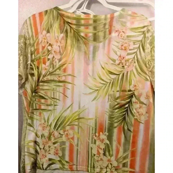 Alfred Dunner Petite Yellow/Green Beaded Short Sleeve Top Women’s Size:PXL - Picture 5 of 6